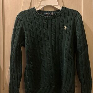 Ralph Lauren Dark Green Cable Knit Crewneck Sweater